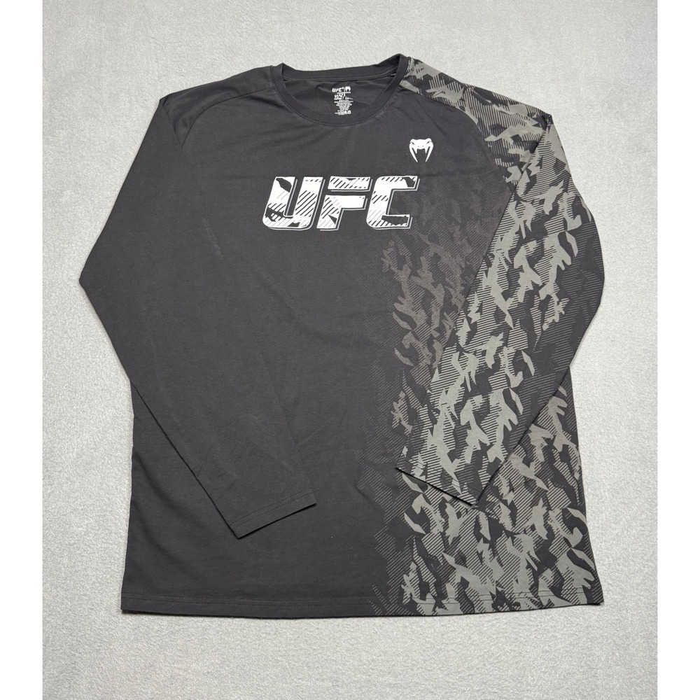 UFC Venum Mens XL Long Sleeve Shirt Black Camo MMA Athletic Tee Performance - Picture 2 of 8